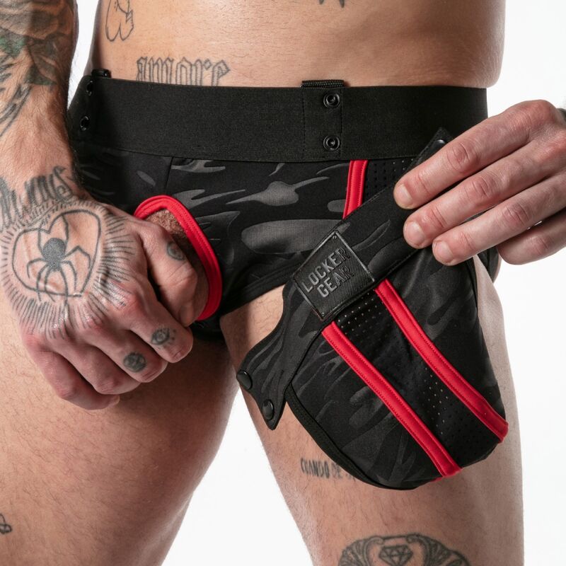 LOCKER GEAR - CUECA SUSTENIDO COM ACESSO MILITAR COMPLETO VERMELHA M