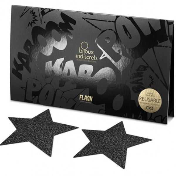 BIJOUX INDISCRETS - BLACK STAR FLASH NIPPLE CAPS