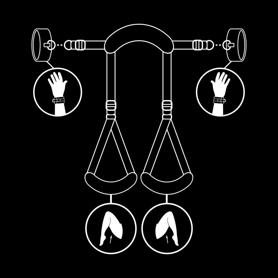 FETISH SUBMISSIVE - POSIÇÃO DE PERNAS ABERTAS COM ALGEMAS DE FORRO DE NOPRENE