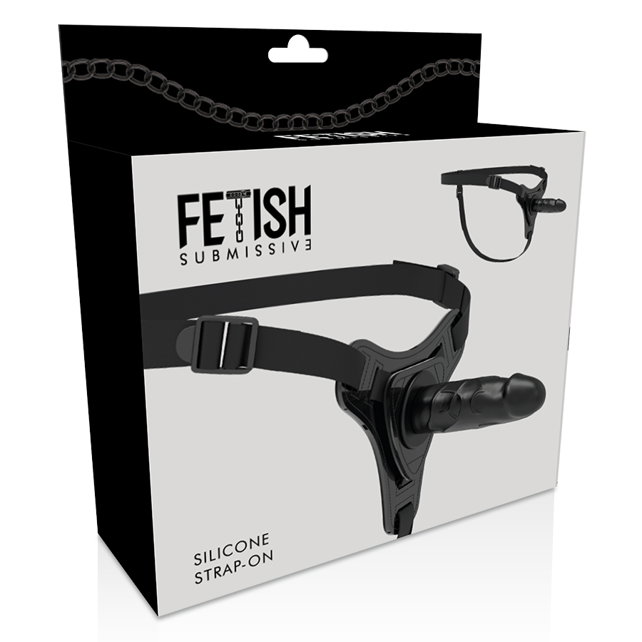 FETISH SUBMISSIVE HARNESS - SILICONE PRETO REALISTA 15 CM