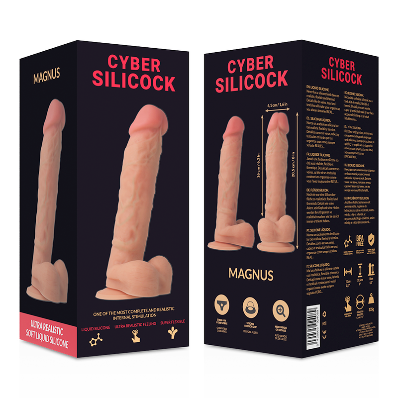 CYBER SILICOCK - STRAP-ON MAGNUS LIQUID SILICONE COM 3 ANÉIS GRTIS 20.5 CM -O- 4.1 CM