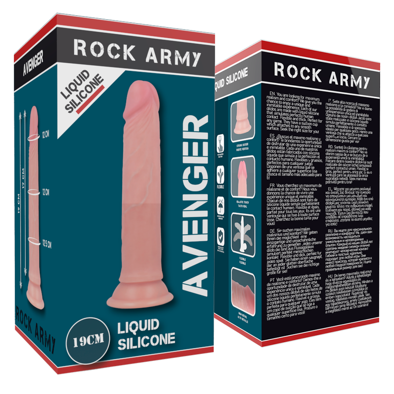 ROCKARMY - ARNÊS + DILDO SILICONE LÍQUIDO PREMIUM AVENGER 19 CM -O- 3.98 CM